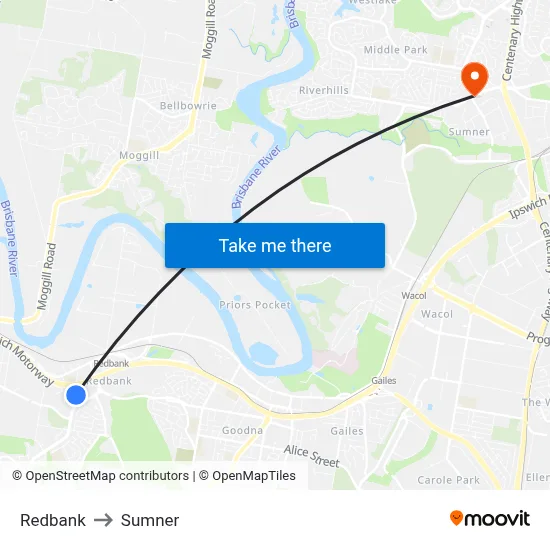 Redbank to Sumner map