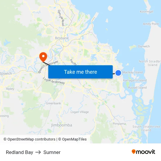Redland Bay to Sumner map