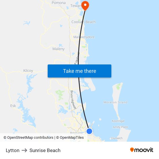 Lytton to Sunrise Beach map