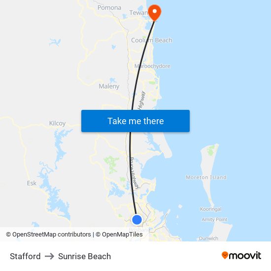 Stafford to Sunrise Beach map