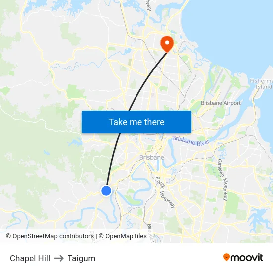 Chapel Hill to Taigum map