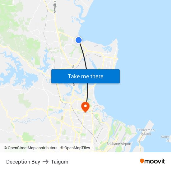 Deception Bay to Taigum map