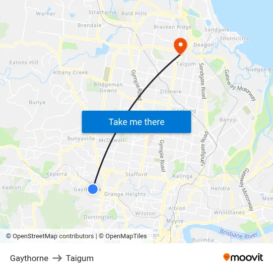 Gaythorne to Taigum map