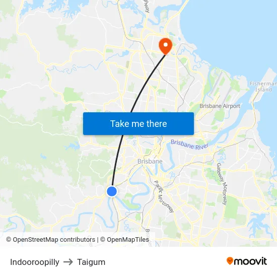 Indooroopilly to Taigum map
