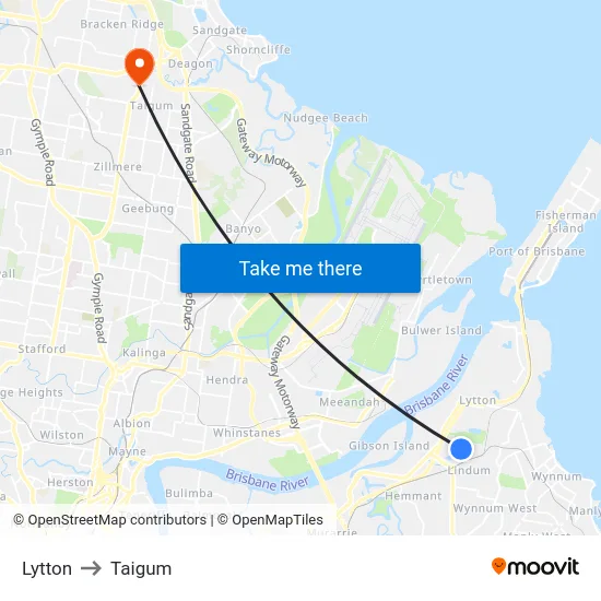 Lytton to Taigum map