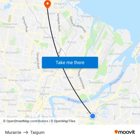 Murarrie to Taigum map
