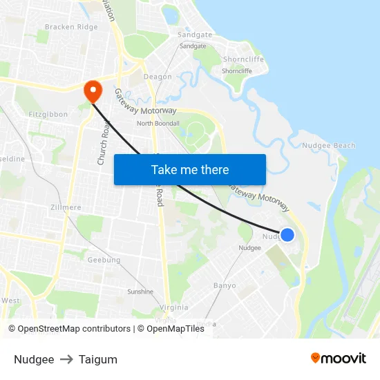Nudgee to Taigum map
