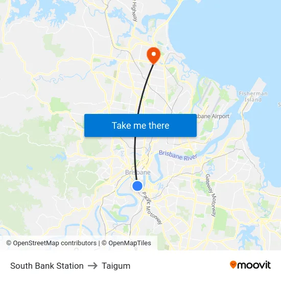 South Bank Station to Taigum map