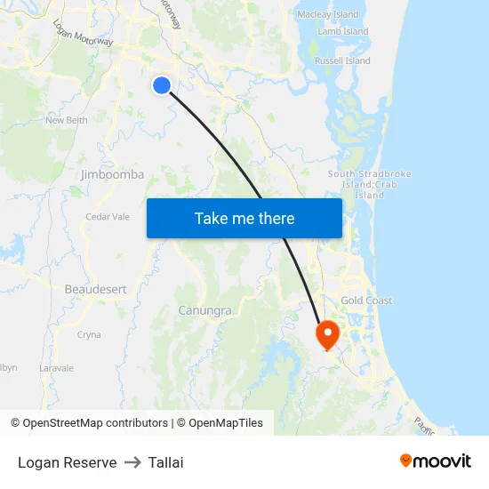 Logan Reserve to Tallai map