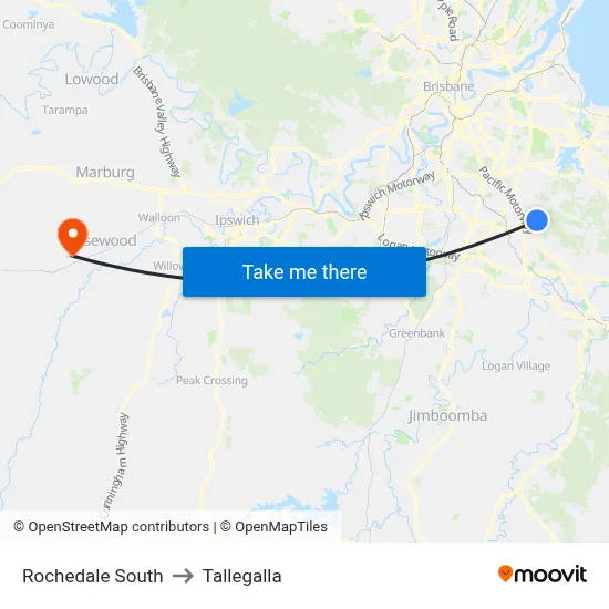 Rochedale South to Tallegalla map