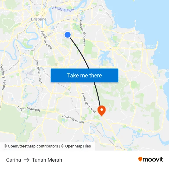 Carina to Tanah Merah map