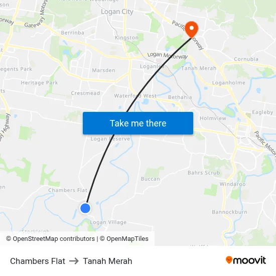 Chambers Flat to Tanah Merah map