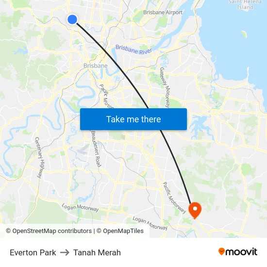 Everton Park to Tanah Merah map