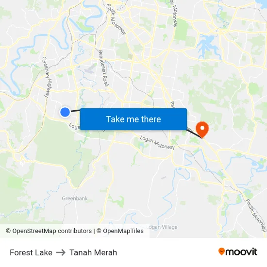 Forest Lake to Tanah Merah map