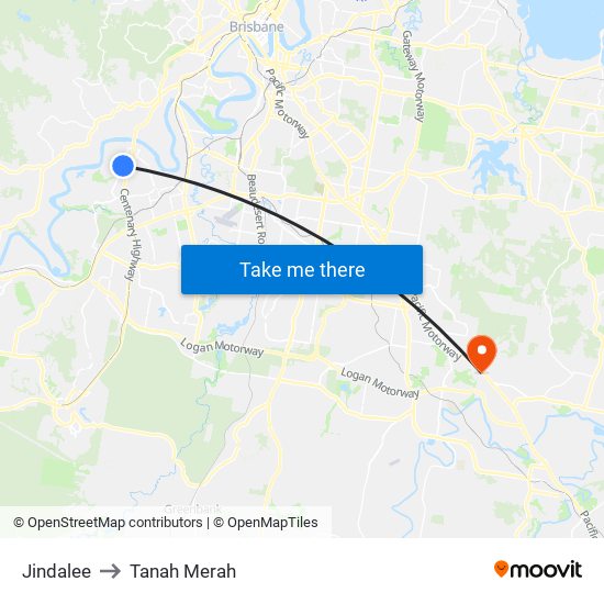 Jindalee to Tanah Merah map