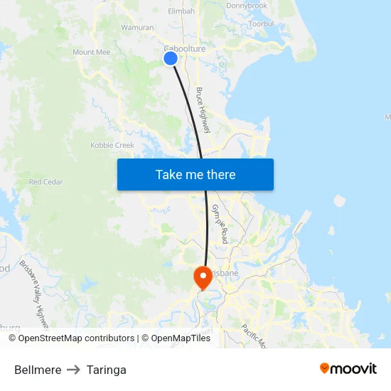 Bellmere to Taringa map
