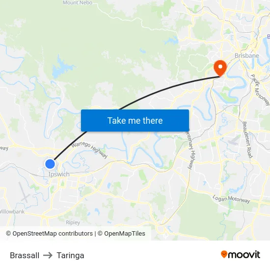 Brassall to Taringa map