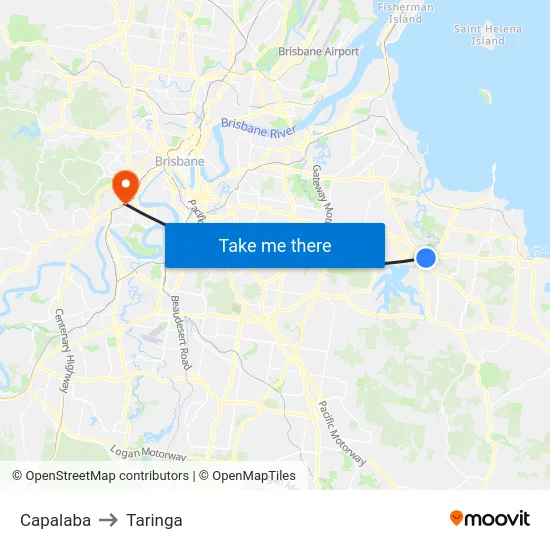 Capalaba to Taringa map