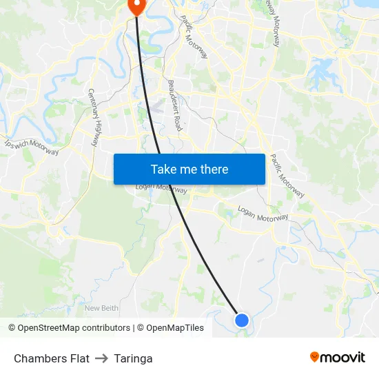 Chambers Flat to Taringa map