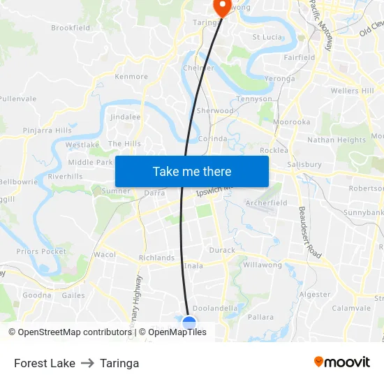 Forest Lake to Taringa map