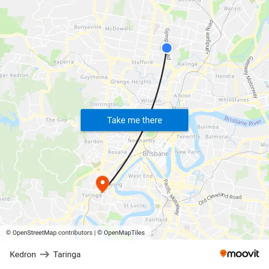 Kedron to Taringa map