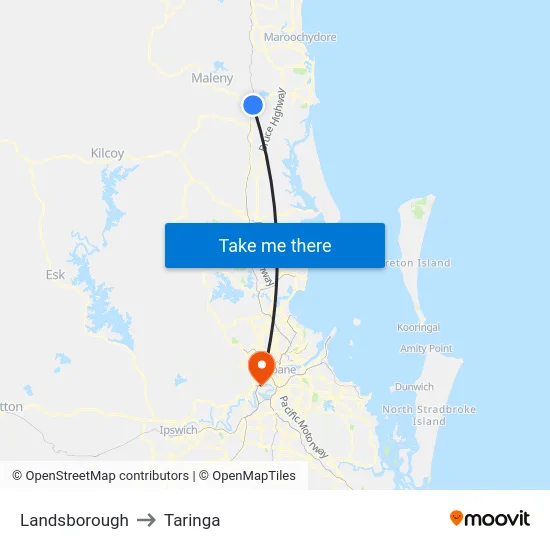 Landsborough to Taringa map
