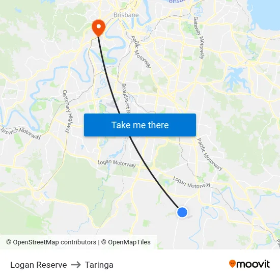 Logan Reserve to Taringa map