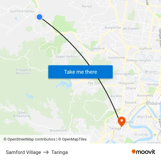 Samford Village to Taringa map