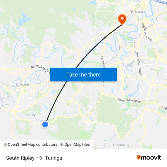 South Ripley to Taringa map