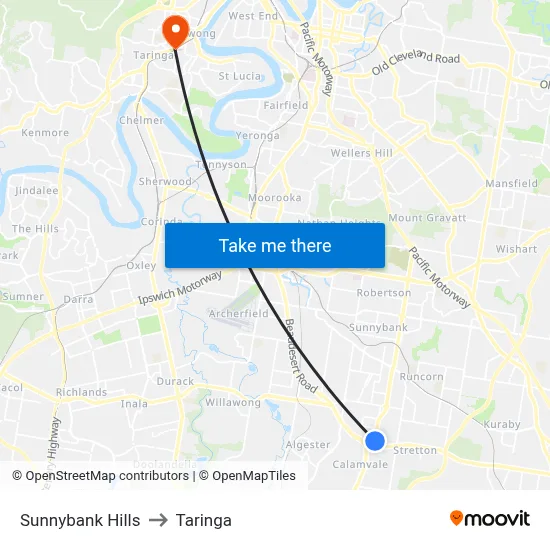 Sunnybank Hills to Taringa map