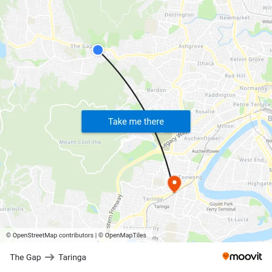 The Gap to Taringa map
