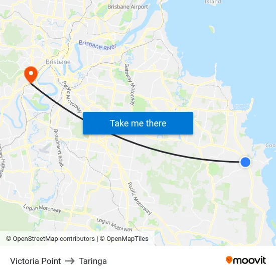 Victoria Point to Taringa map