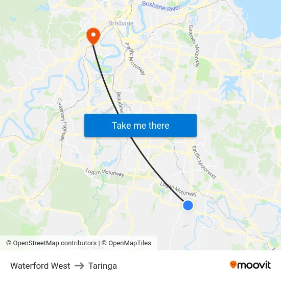 Waterford West to Taringa map