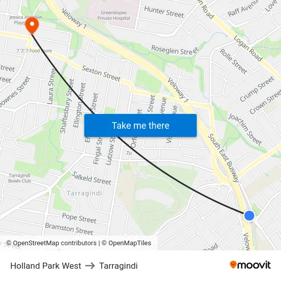Holland Park West to Tarragindi map