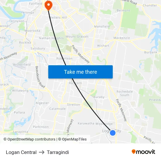 Logan Central to Tarragindi map