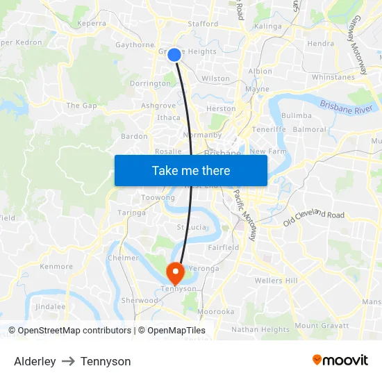 Alderley to Tennyson map