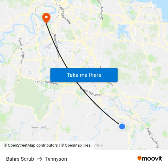 Bahrs Scrub to Tennyson map
