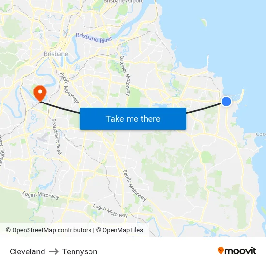 Cleveland to Tennyson map