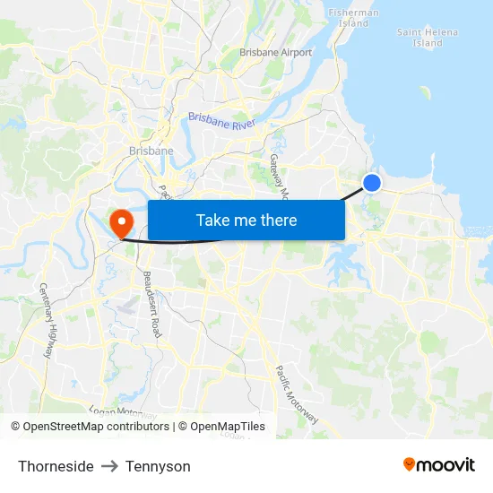 Thorneside to Tennyson map
