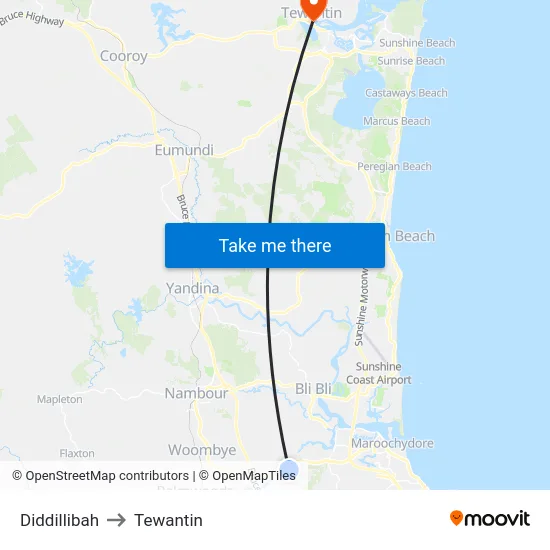 Diddillibah to Tewantin map