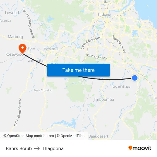 Bahrs Scrub to Thagoona map