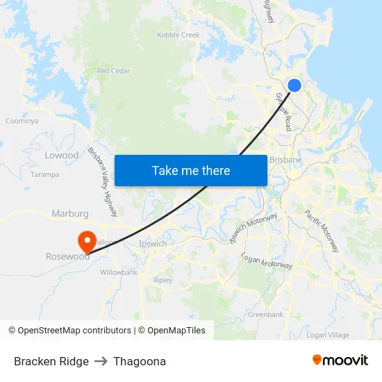 Bracken Ridge to Thagoona map