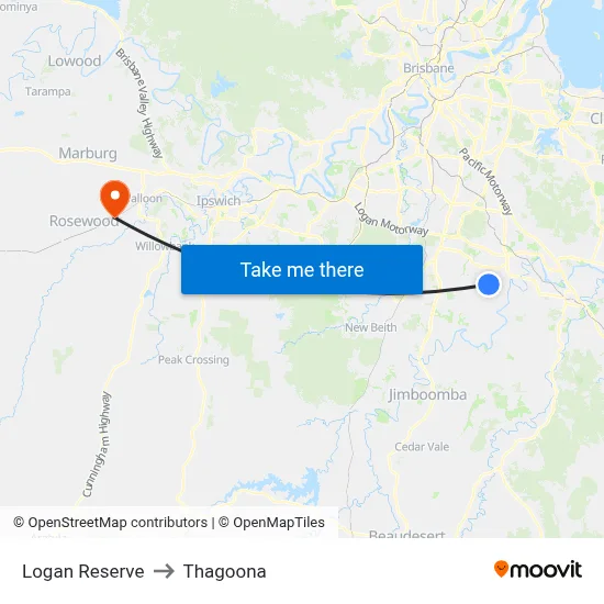Logan Reserve to Thagoona map