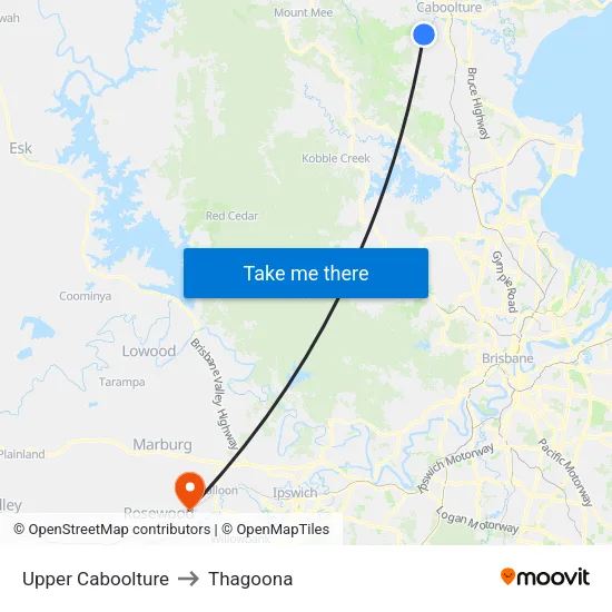 Upper Caboolture to Thagoona map