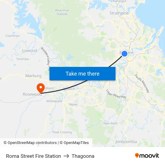 Roma Street Fire Station to Thagoona map
