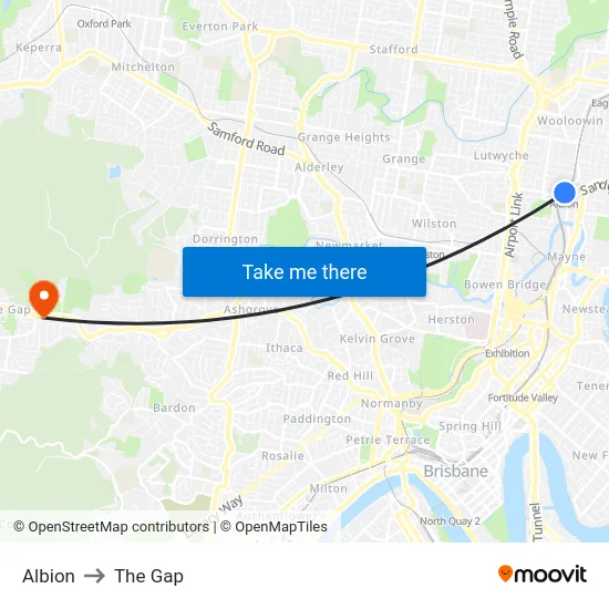 Albion to The Gap map