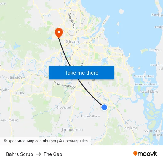 Bahrs Scrub to The Gap map