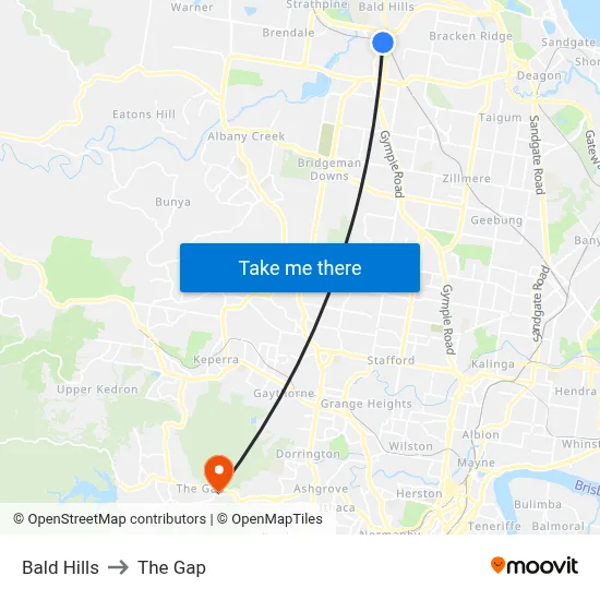 Bald Hills to The Gap map