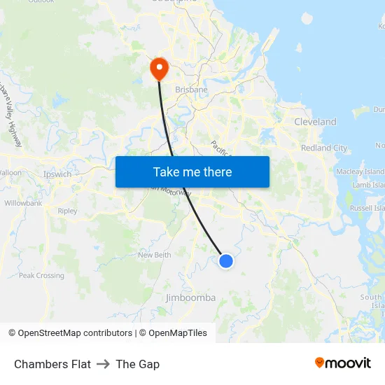Chambers Flat to The Gap map