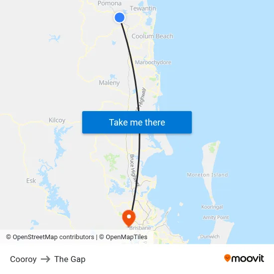 Cooroy to The Gap map